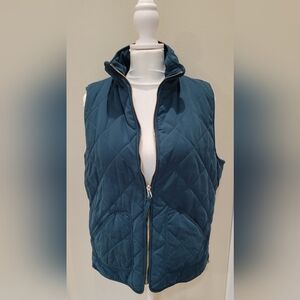 Miami Francescas Womens Medium Dark Teal Green Quilted Vest Full ZipExcellent